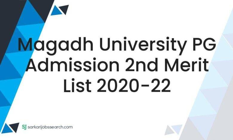 Magadh University PG Admission 2nd Merit List 2020-22