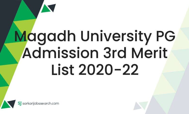 Magadh University PG Admission 3rd Merit List 2020-22
