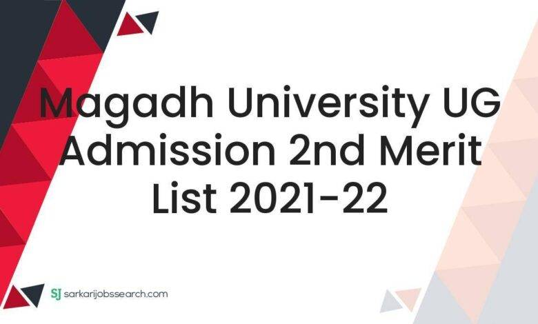 Magadh University UG Admission 2nd Merit List 2021-22