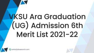 VKSU Ara Graduation (UG) Admission 6th Merit List 2021-22