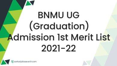BNMU UG (Graduation) Admission 1st Merit List 2021-22