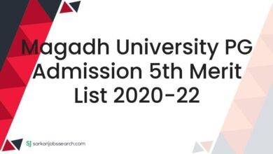 Magadh University PG Admission 5th Merit List 2020-22