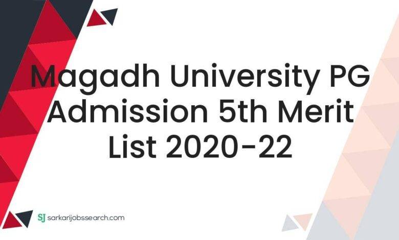 Magadh University PG Admission 5th Merit List 2020-22