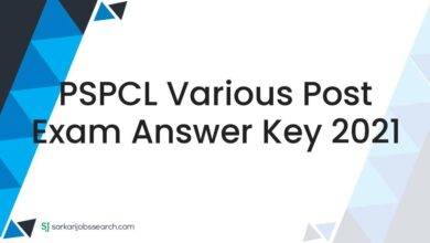 PSPCL Various Post Exam Answer Key 2021