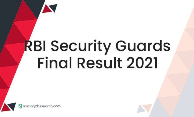 RBI Security Guards Final Result 2021