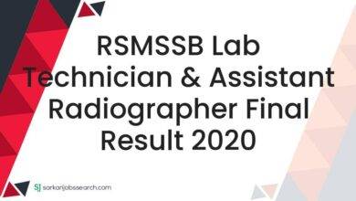 RSMSSB Lab Technician & Assistant Radiographer Final Result 2020