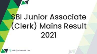 SBI Junior Associate (Clerk) Mains Result 2021