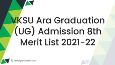 VKSU Ara Graduation (UG) Admission 8th Merit List 2021-22