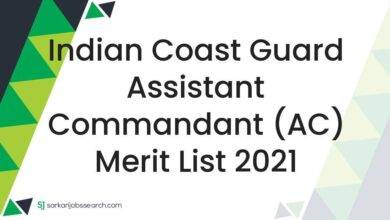Indian Coast Guard Assistant Commandant (AC) Merit List 2021