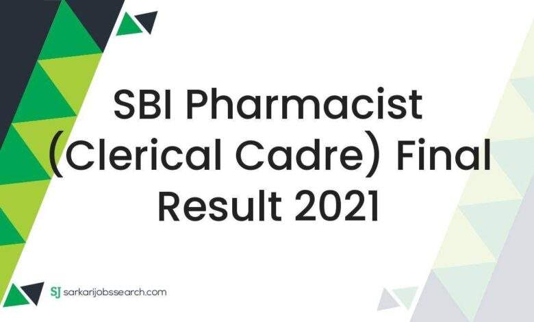 SBI Pharmacist (Clerical Cadre) Final Result 2021 1 SBI Pharmacist (Clerical Cadre) Final Result 2021