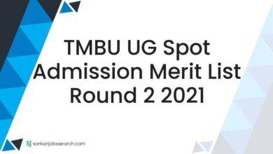 TMBU UG Spot Admission Merit List Round 2 2021