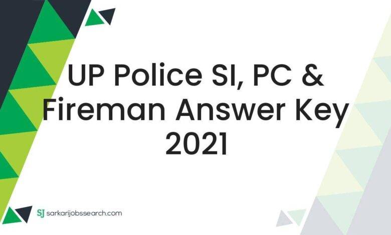 UP Police SI, PC & Fireman Answer Key 2021