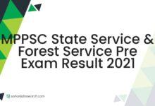 MPPSC State Service & Forest Service Pre Exam Result 2021