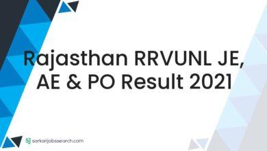 Rajasthan RRVUNL JE, AE & PO Result 2021