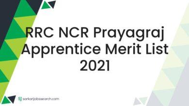 RRC NCR Prayagraj Apprentice Merit List 2021