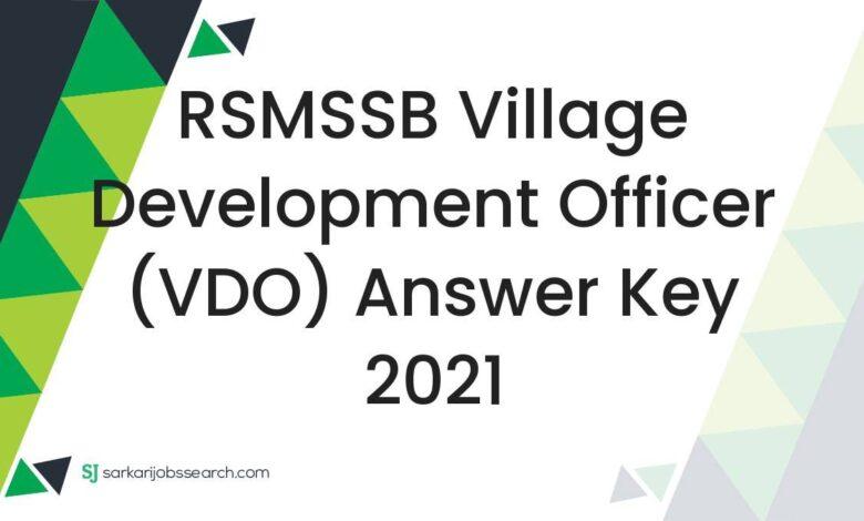 RSMSSB Village Development Officer (VDO) Answer Key 2021