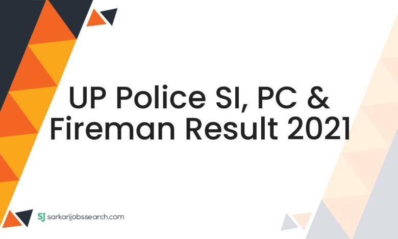 UP Police SI, PC & Fireman Result 2021
