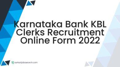 Karnataka Bank KBL Clerks Recruitment Online Form 2022