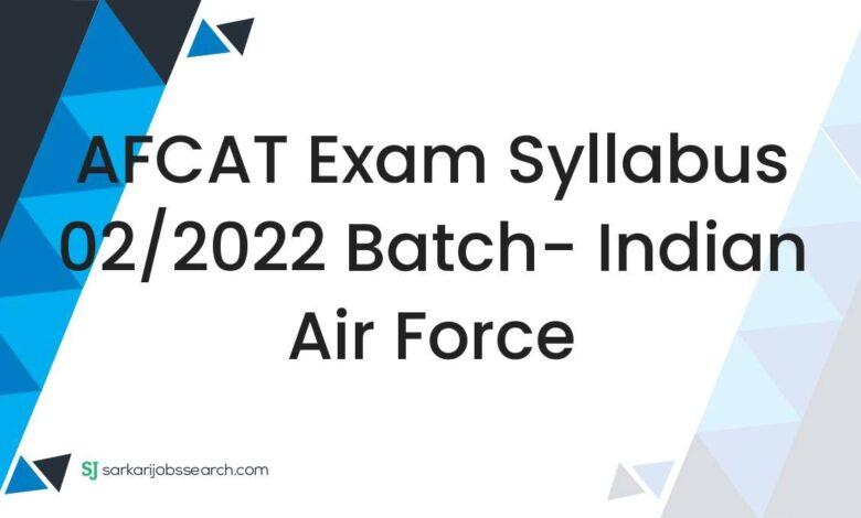 AFCAT Exam Syllabus 02/2022 Batch- Indian Air Force