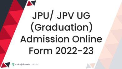JPU/ JPV UG (Graduation) Admission Online Form 2022-23