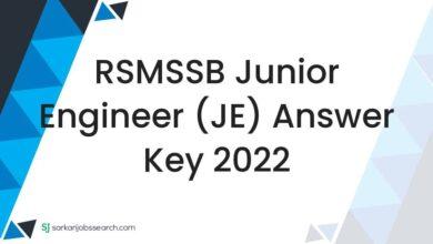 RSMSSB Junior Engineer (JE) Answer Key 2022