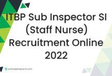 ITBP Sub Inspector SI (Staff Nurse) Recruitment Online 2022