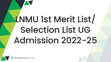 LNMU 1st Merit List/ Selection List UG Admission 2022-25