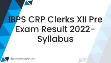 IBPS CRP Clerks XII Pre Exam Result 2022- Syllabus
