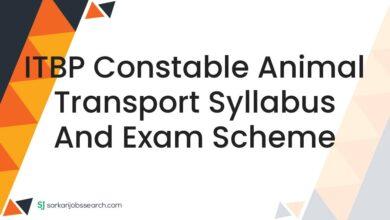 ITBP Constable Animal Transport Syllabus and Exam Scheme