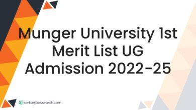 Munger University 1st Merit List UG Admission 2022-25