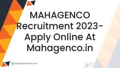 MAHAGENCO Recruitment 2023- Apply Online At mahagenco.in